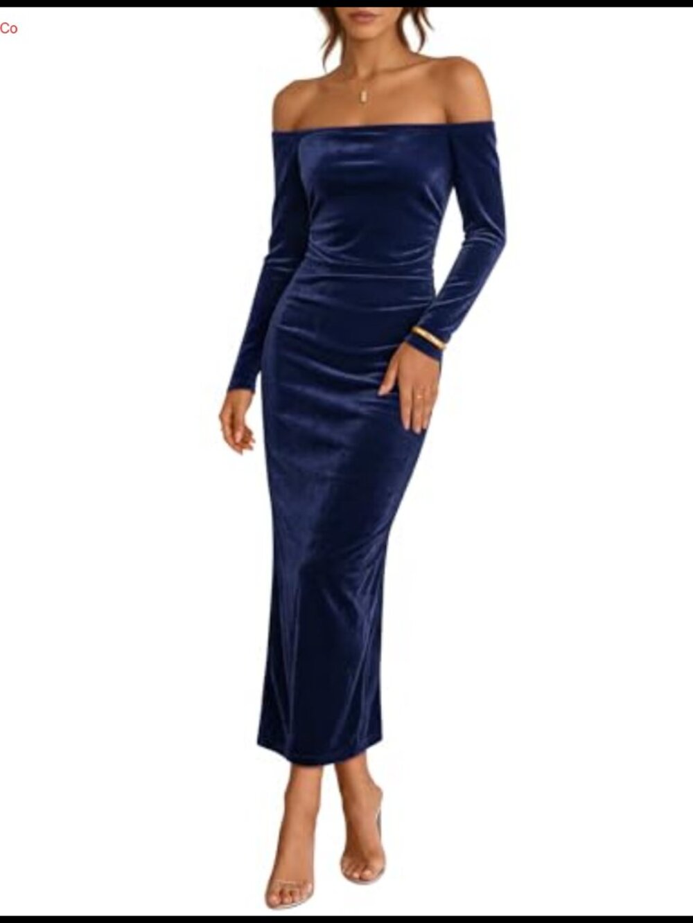 Velvet Off Shoulder Long Sleeve Bodycon Maxi Dress Formal Cocktail